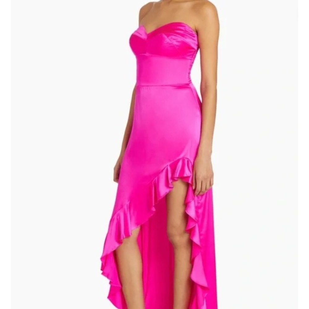 NWT Amanda Uprichard‎ Amalia Silk Gown Strapless Ruffle Slit Pink Medium REPAIR